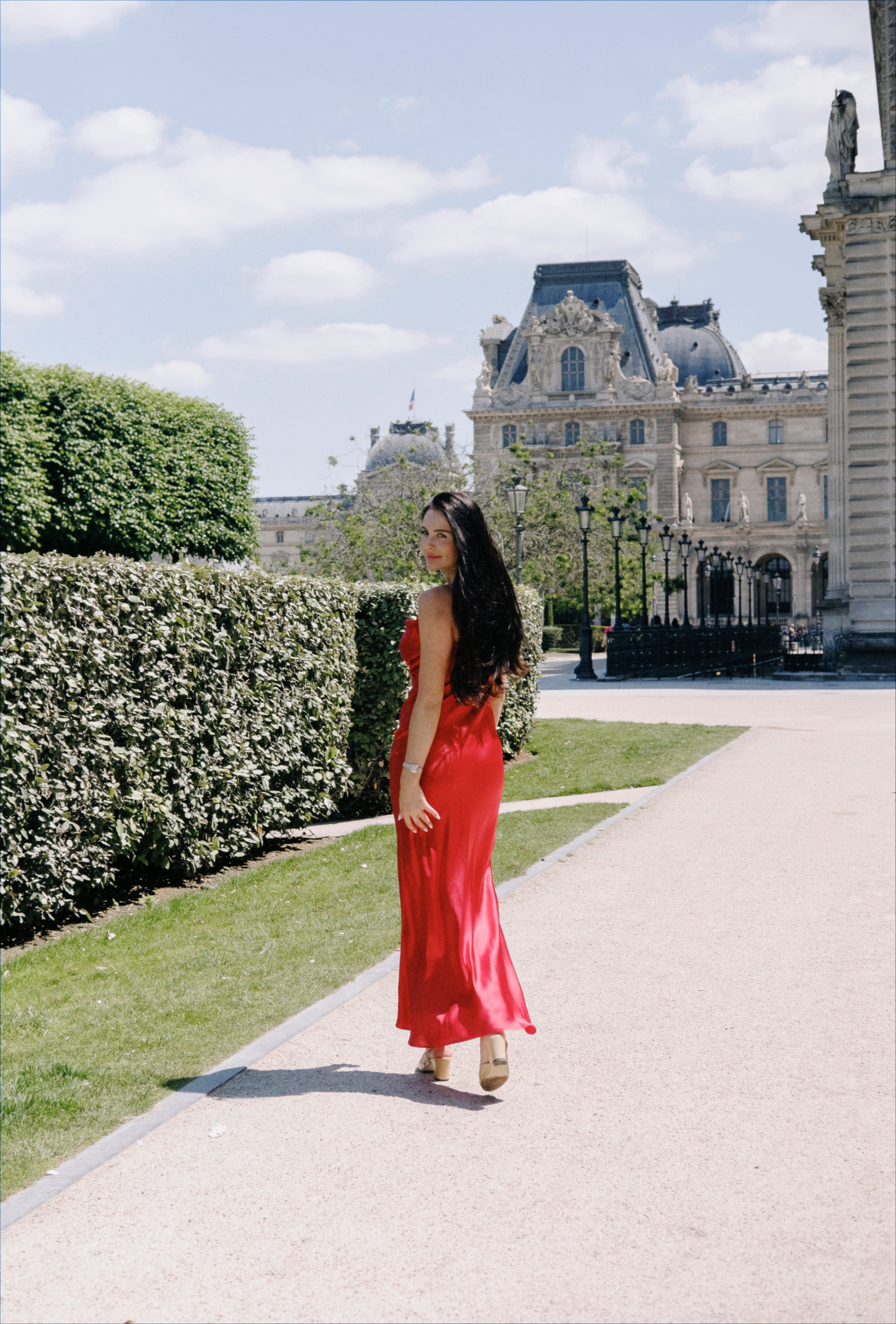 Red Long Silk Dress