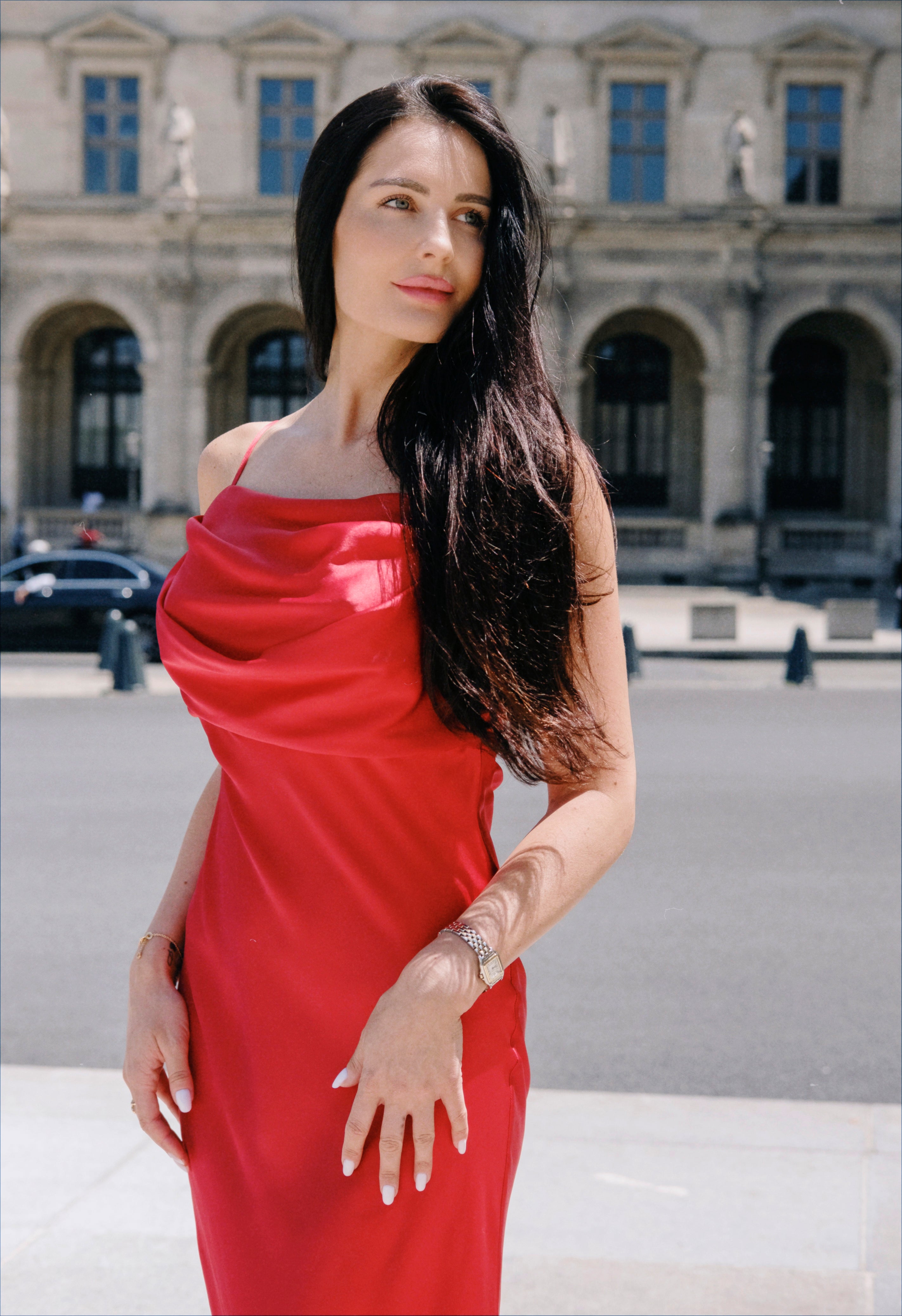 Red Long Silk Dress