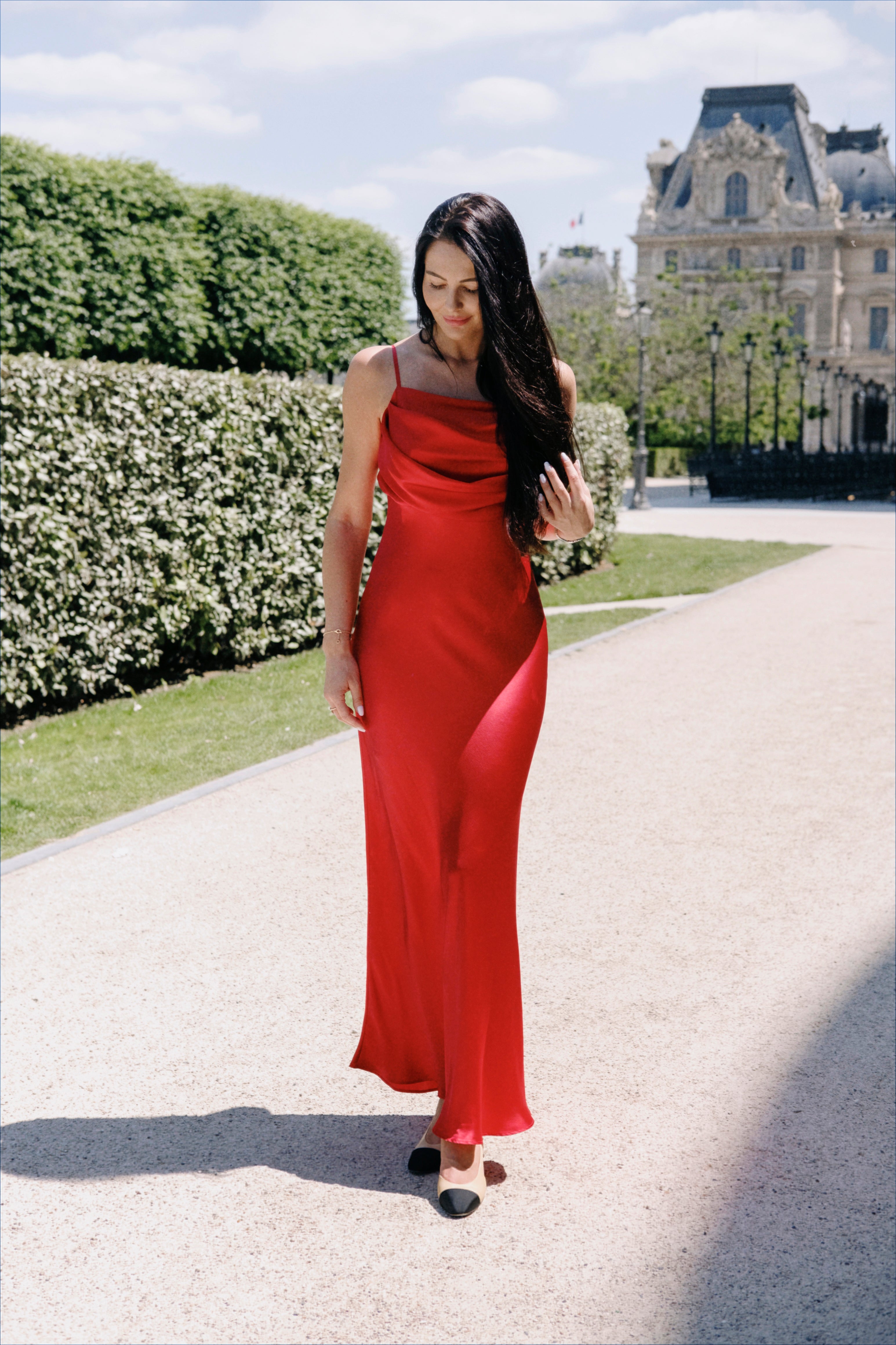 Red Long Silk Dress