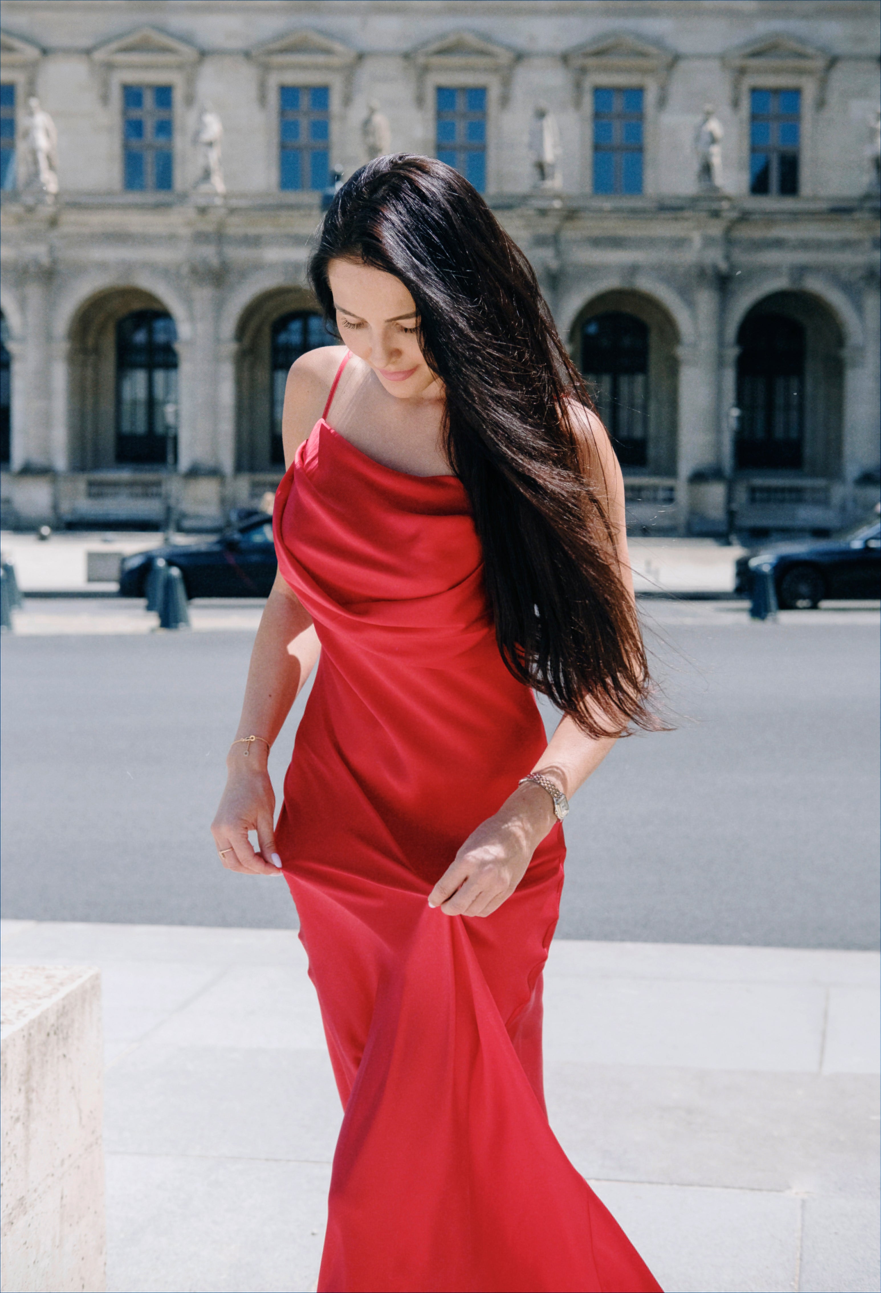 Red Long Silk Dress