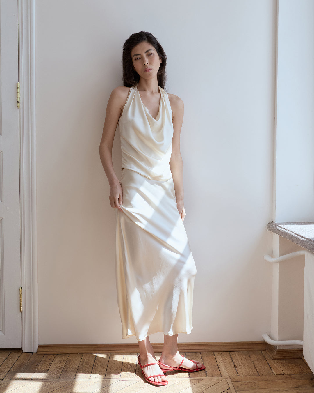 Ivory Silk Halter Top