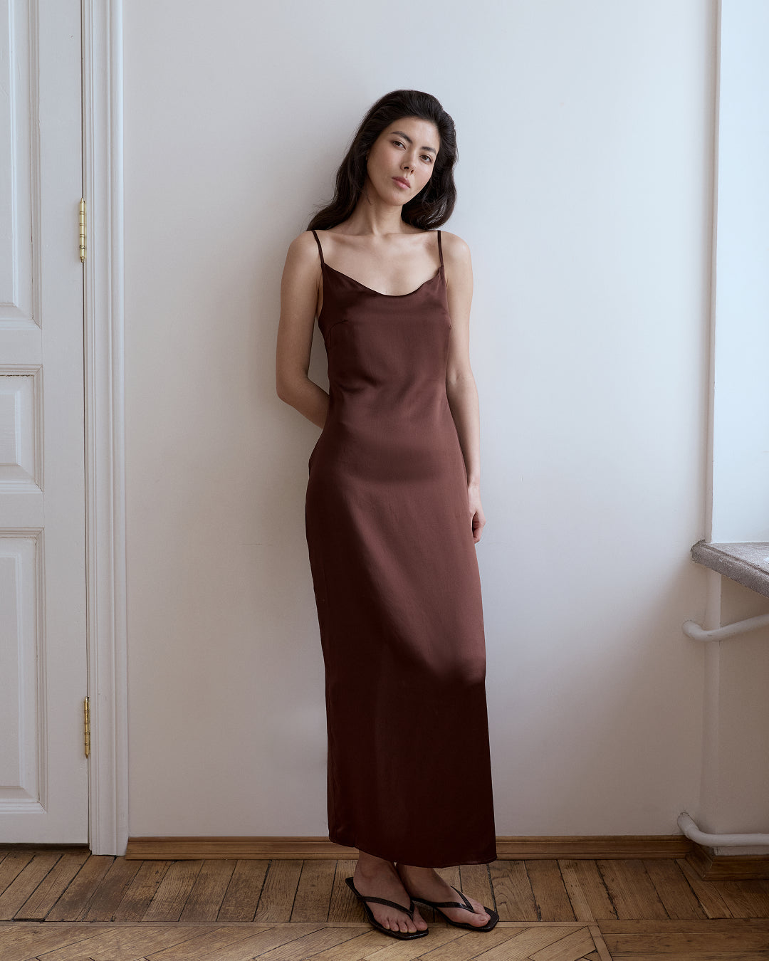 Chocolate Silk Slip Dress