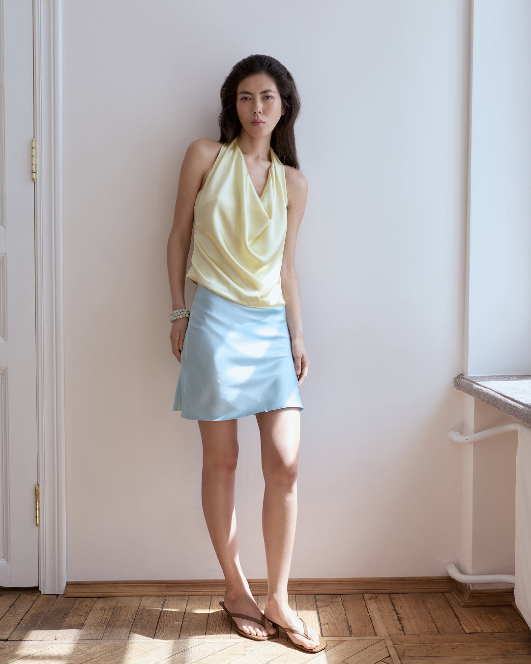 Yellow Silk Halter Top