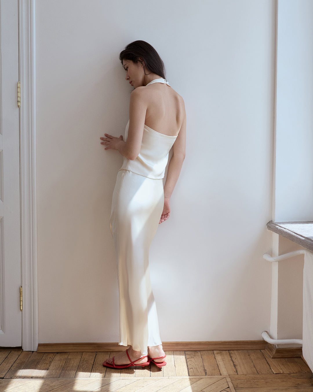 Ivory Silk Halter Top